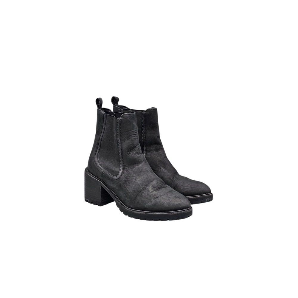 Thursday Womens 7.5 Black Leather Block Heel Chelsea Boots Everyday Handcrafted